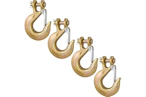 DIGANK 3/8" Clevis Slip Hook, G70 Tow & Winch Hooks with Safety Latch, Heavy Duty Forged Hook for Trailer, Transport, Lift & Pull, 18,000 lbs Capacity (4 Pack)
