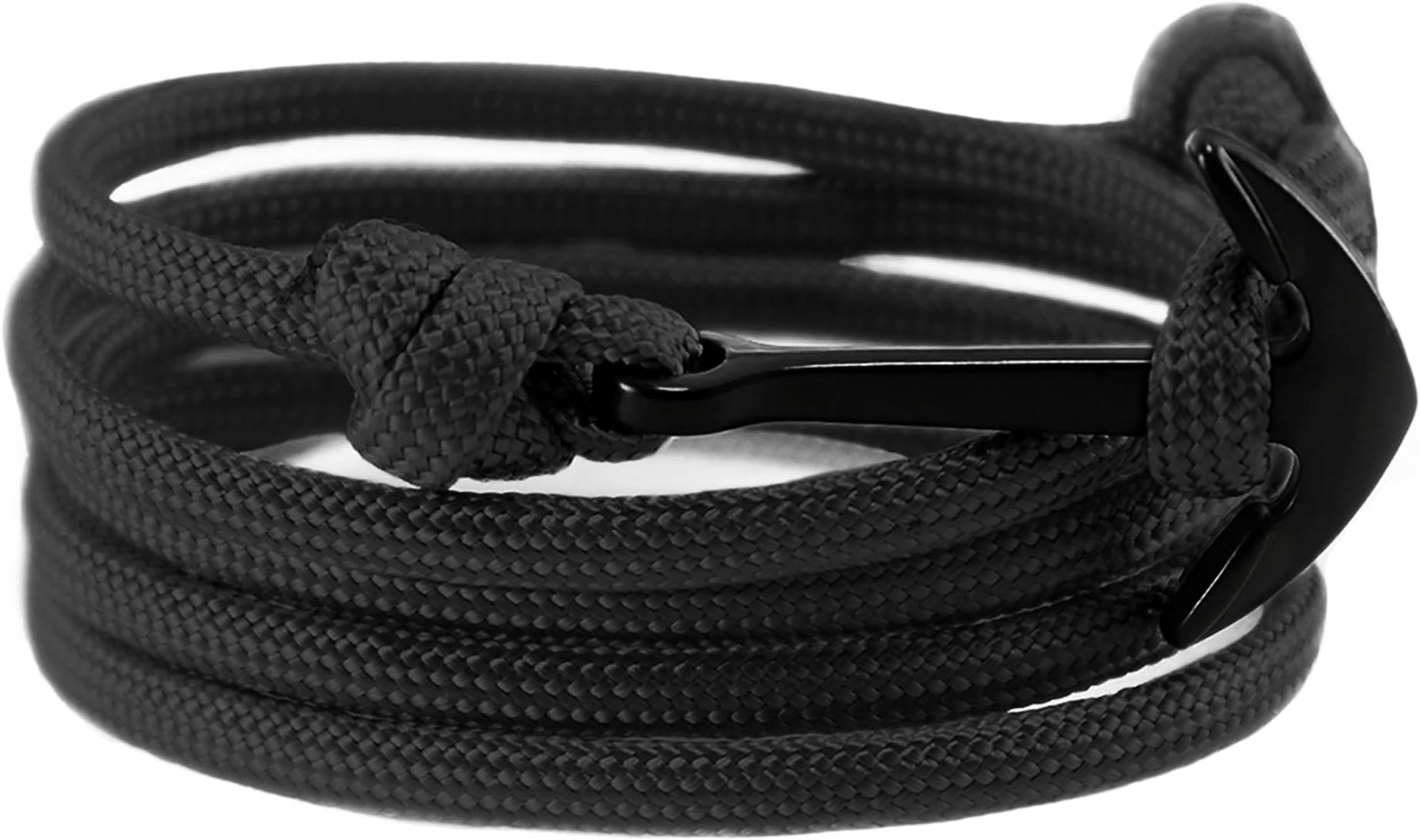 Anchor Bracelet Nautical Rope Paracord Bracelet Handmade Nylon Cord Motivational Wristband Sailor Charm Black Silver Adjustable Dorsal Wrist Wrap Men Women