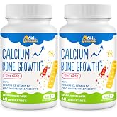 500 MG Calcium Supplement with Vitamin D3 &amp; K2, Zinc, Magnesium &amp; Prebiotics. Kids Vitamins for Kids' Height. Bone Strength, High Absorption, Orange Chewables, Gluten Free, 120 Tabs