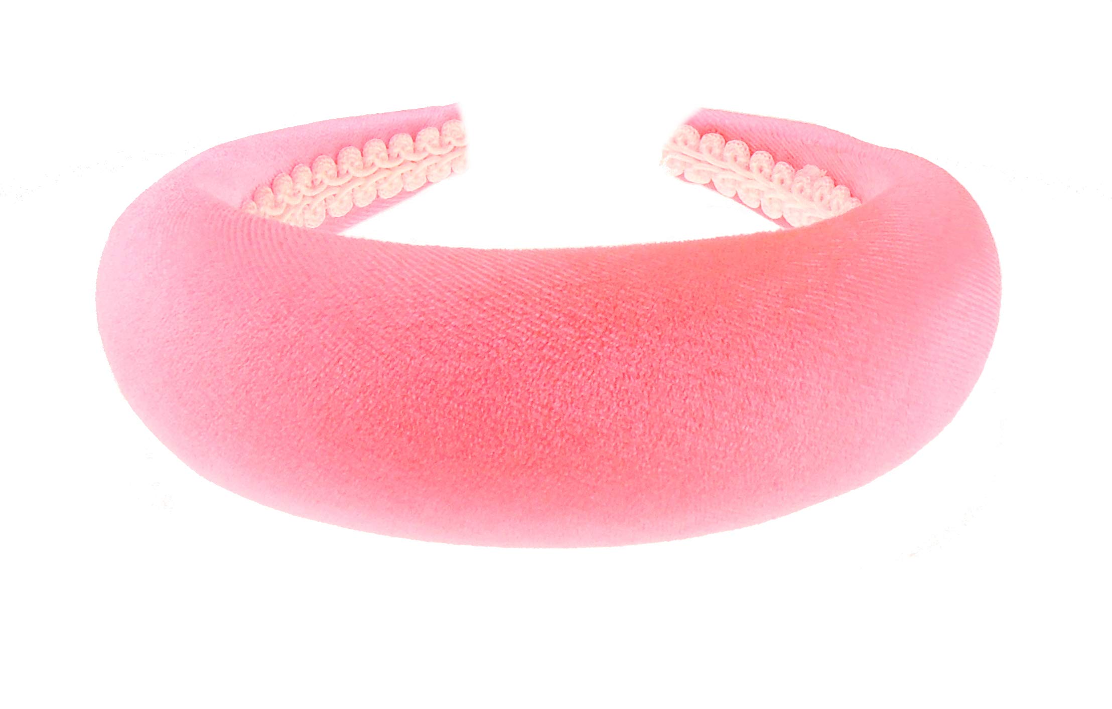 Womens Occasion Wedding Bridal Party Birthday Christmas Evening Wide Thick High Bump Padded Matador Velvet Velour Hair Hairband Headband Alice Band (Bright Flourescent Pink, One Size)