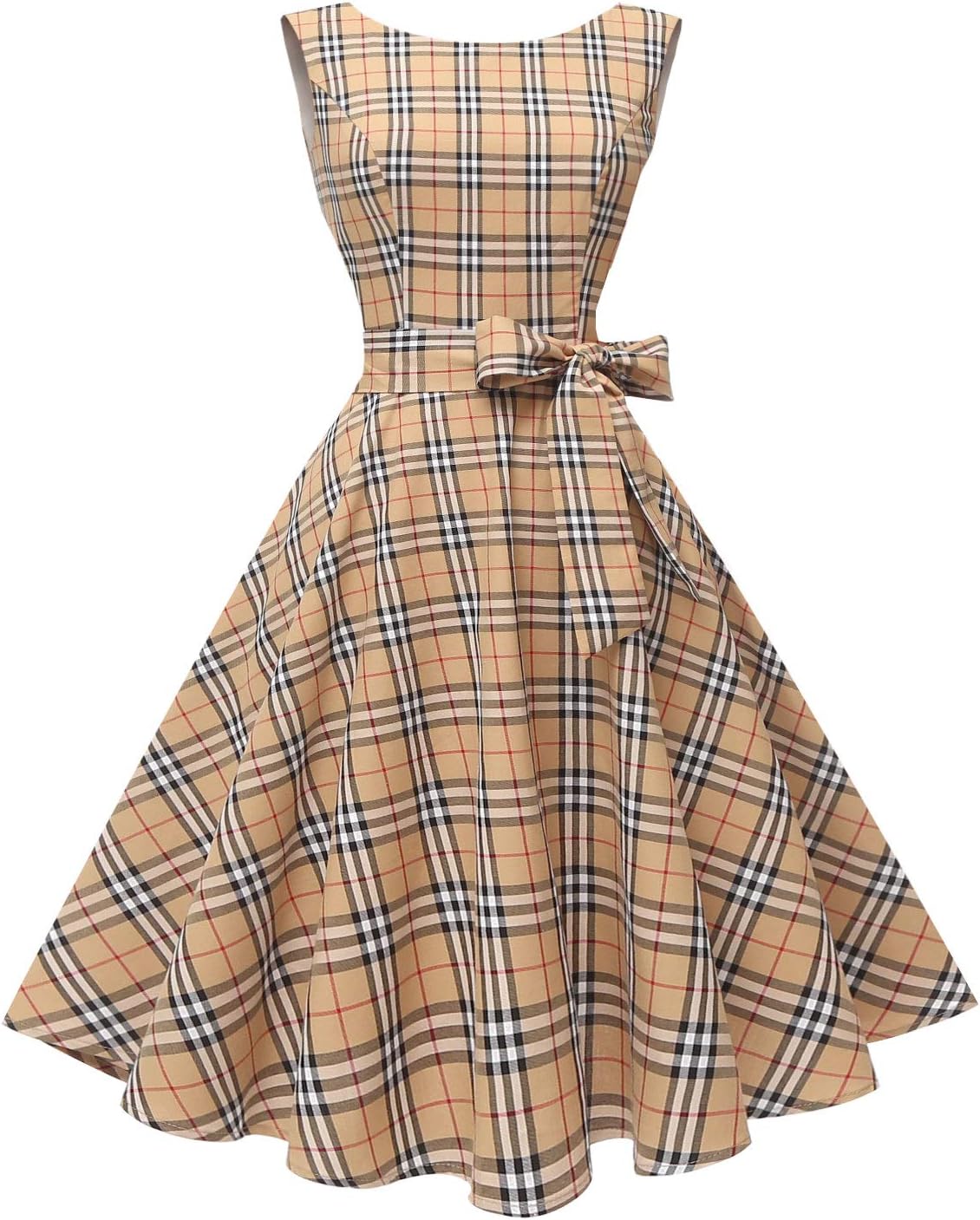 Women's Boatneck Sleeveless Swing Vintage 1950s Cocktail Dress