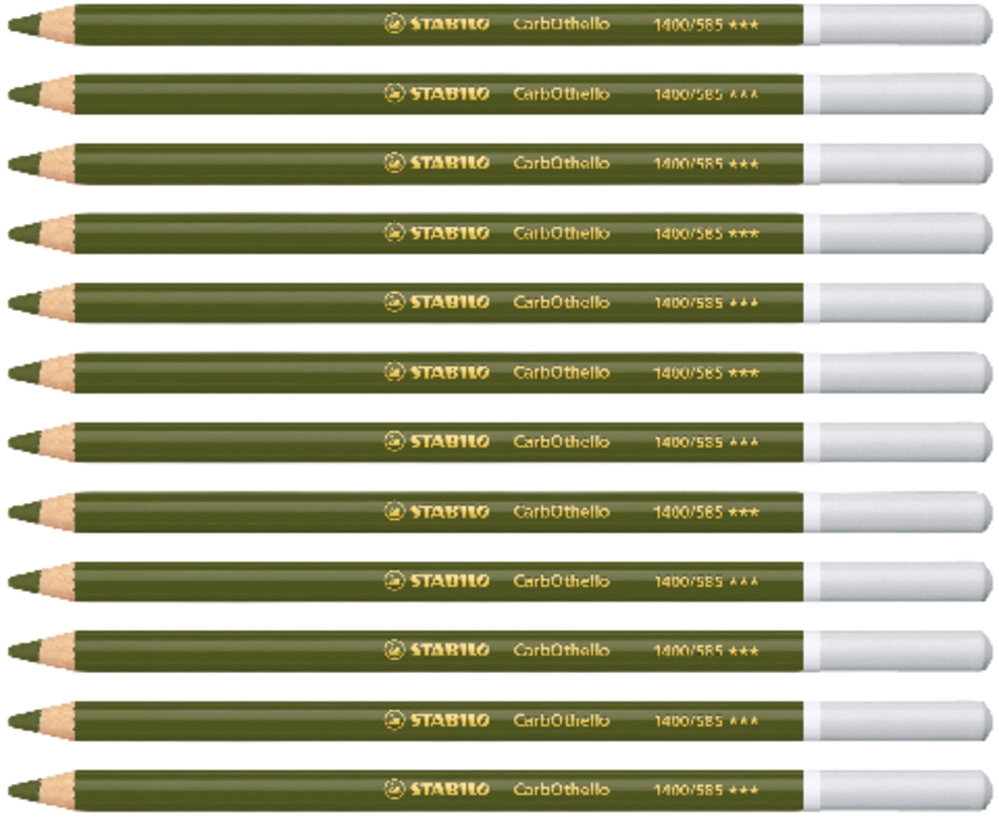 STABILO CarbOthello - Chalk-Pastel Pencil - Pack of 12 - Olive Green