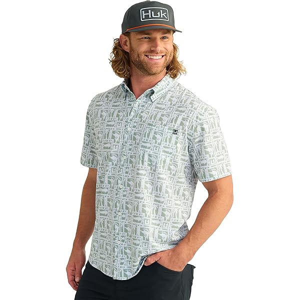 HUK Chemise À Manches Courtes Kona pour Homme T-Shirt boutonné
