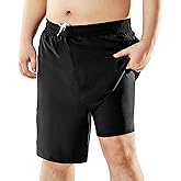 BRISIRA Big and Tall Mens Swim Trunks with Compression Liner Swimsuit Bathing Suit Swim Shorts Board Shorts Quick Dry 1X-6X