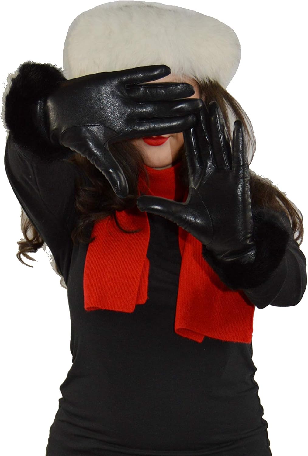 Women's fur trimmed gloves Clearance