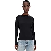 Vince Women's Rib Slash Neck Shirt, Black, S
