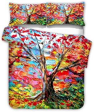 Juego de Ropa de Cama de Pintura al óleo con Estampado de árbol, Juego