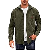 Comdecevis Mens Corduroy Shirts Jacket Button Down Long Sleeve Work Shirts Shackets with Pocket