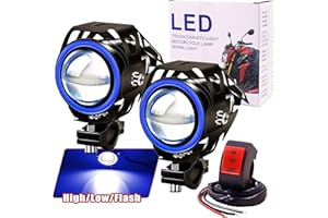 Ourbest Motorcycle Fog Lights with Switch, 12V/24V 3in Halo Auxiliary Light for ATV Scooter Trucks luces exploradoras para mo