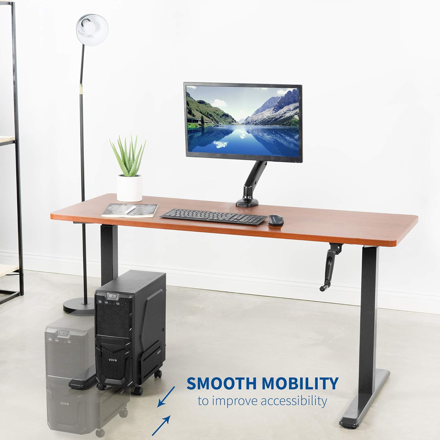 VIVO Black Computer Tower Desktop ATX-Case, CPU Steel Rolling Stand, Adjustable Mobile Cart Holder with Locking Caster Wheels (CART-PC01) : Office Products