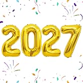 2027 Balloons Gold, 40 inch 2027 Foil Balloons NYE Decorations, Mylar 2027 Balloon for 2027 New Years Decorations, Large 2027 Balloon Numbers for New Years Eve Party Supplies 2027 Grad Decor