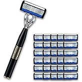 Upgrade 7-Blade Razor for Men, Razor Handle & 3 Razor Blade Refills, Dual Lubrication and Precision Trimmer, for a More Comfortable Shave (1 Razor + 30 Blade Refills)