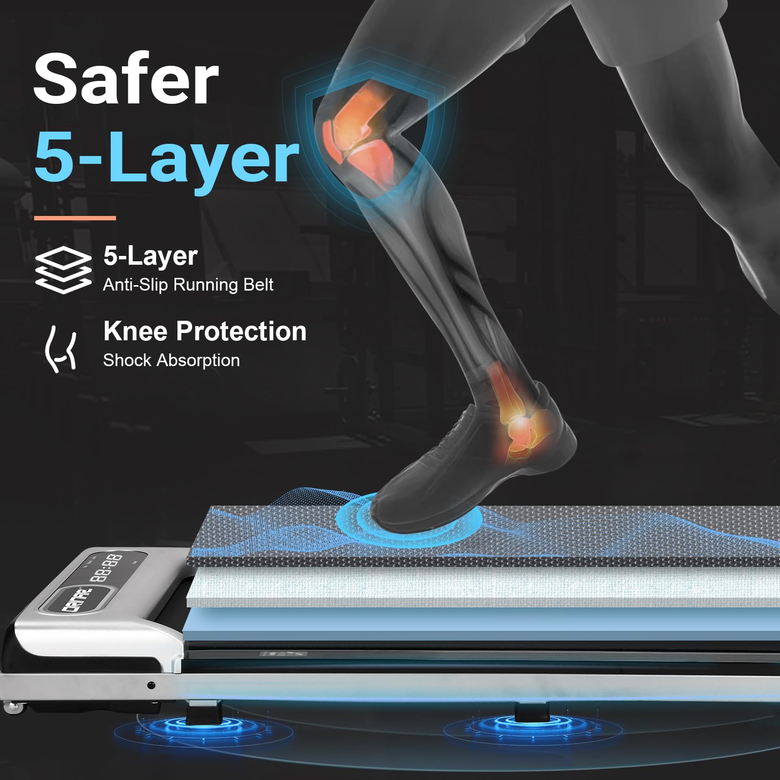 Orinar Walking Pad, Under Desk Treadmill for Home and Office, 2.5 HP Portable Treadmill, 3 in 1 Walking Jogging Running Machine with Remote Control, LED Display