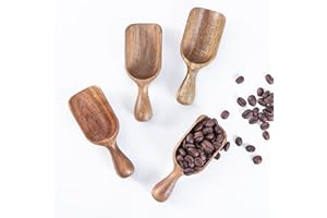 CHEF OLÉ WWW.CHEFOLE.COM Wooden Scoops for Canisters 4PCS Acacia Wooden Scoop for Jars Mini Measuring Spoons for Ground Coffee Scoops Wood Scoops for Seasoning Bath Salt Laundry Detergent Shovel Measuring-Multipurpose