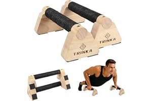 TRINKA Wooden Parallettes Push Up Bars, 2 PCS Wood Calisthenics Bars with Non-Slip Base, Pushup Handles for Floor Home Fitness, Workout Equipment for Men and Women Strength Training