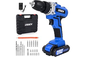 LYERCW Cordless Drill Set, Electric Power Drill Kit with 23pcs Drill/Driver Bits, 20V Lithium lon Battery and Charger, 248 In-lb Torque, 3/8" Keyless Chuck, 25+1 Position and 2 Variable Speed