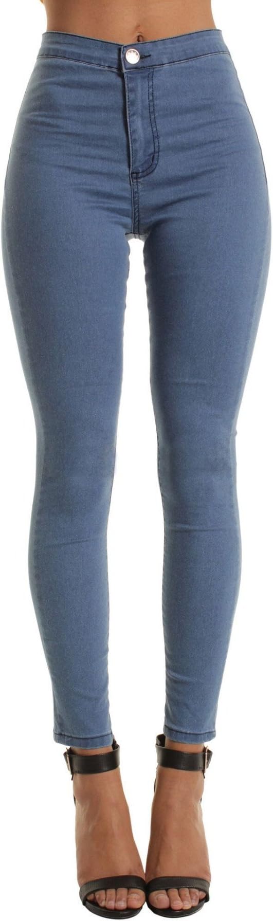 Portobello Punk High Waisted Skinny Jeans in White | Black | Camouflage | Wine | Shades of Blue (12, Light Blue Denim)