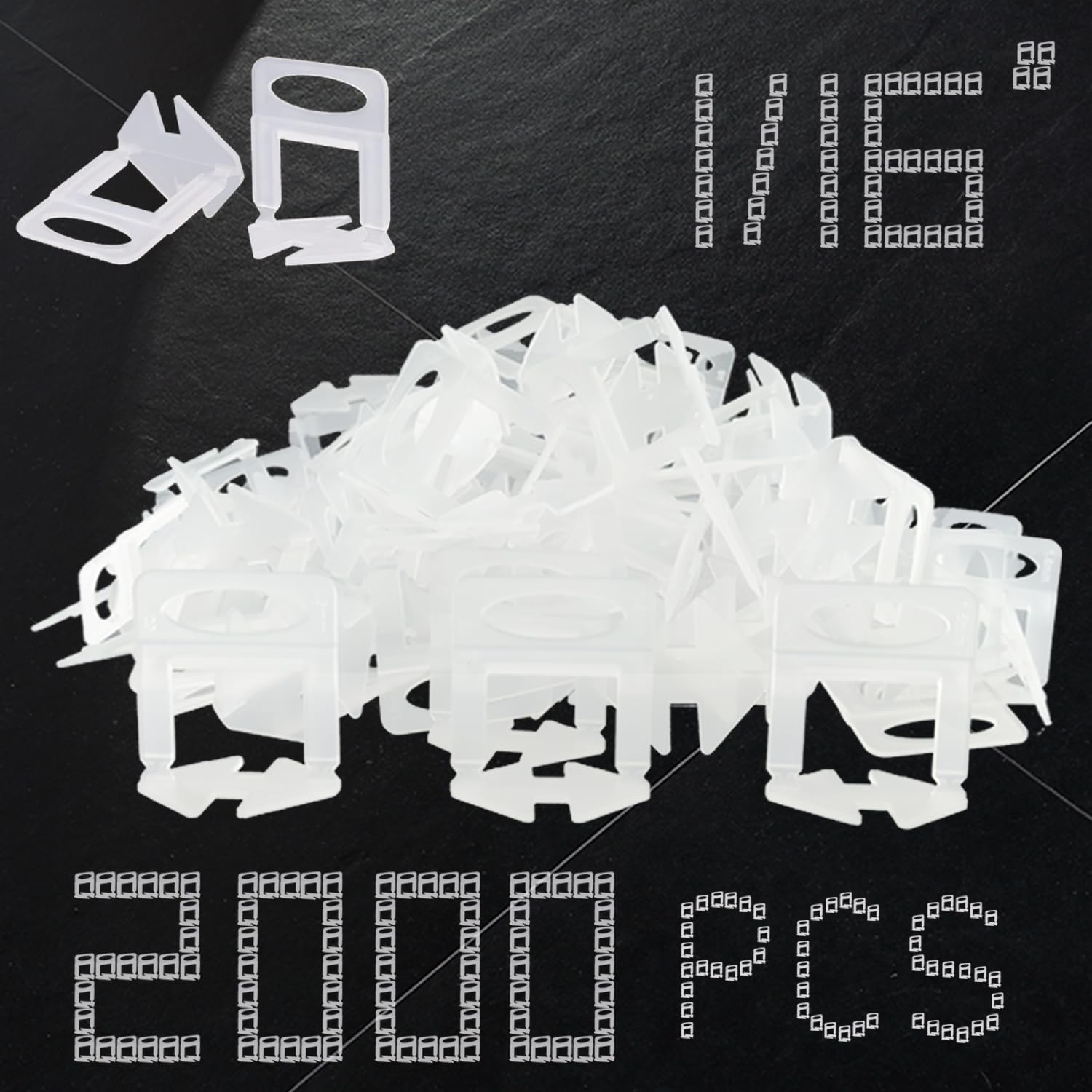 Photo 1 of Tile Leveling System Clips 1/16 Inch 2000pcs Tile Leveling Spacer DIY Tiles Leveler Spacers 1.5mm Tile Tools Set Tile Leveling System for Professional Ceramic Stone Installation