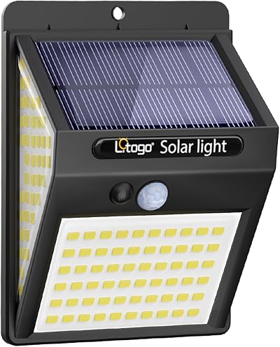 litogo 140 LED Solar Security Lights Outdoor 270 Wide Angle Motion Sensor