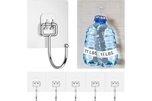 GLUIT Adhesive Large Wall Hooks for Hanging Heavy Duty 22 lbs Hook for Walls No Damage (6 Large Hooks)