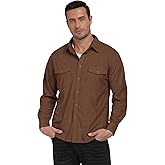 MoFiz Men's Shirt Business Casual Shirts Lighweight Shacket Button Down Long Sleeve Pocket Shirt Work Corduroy