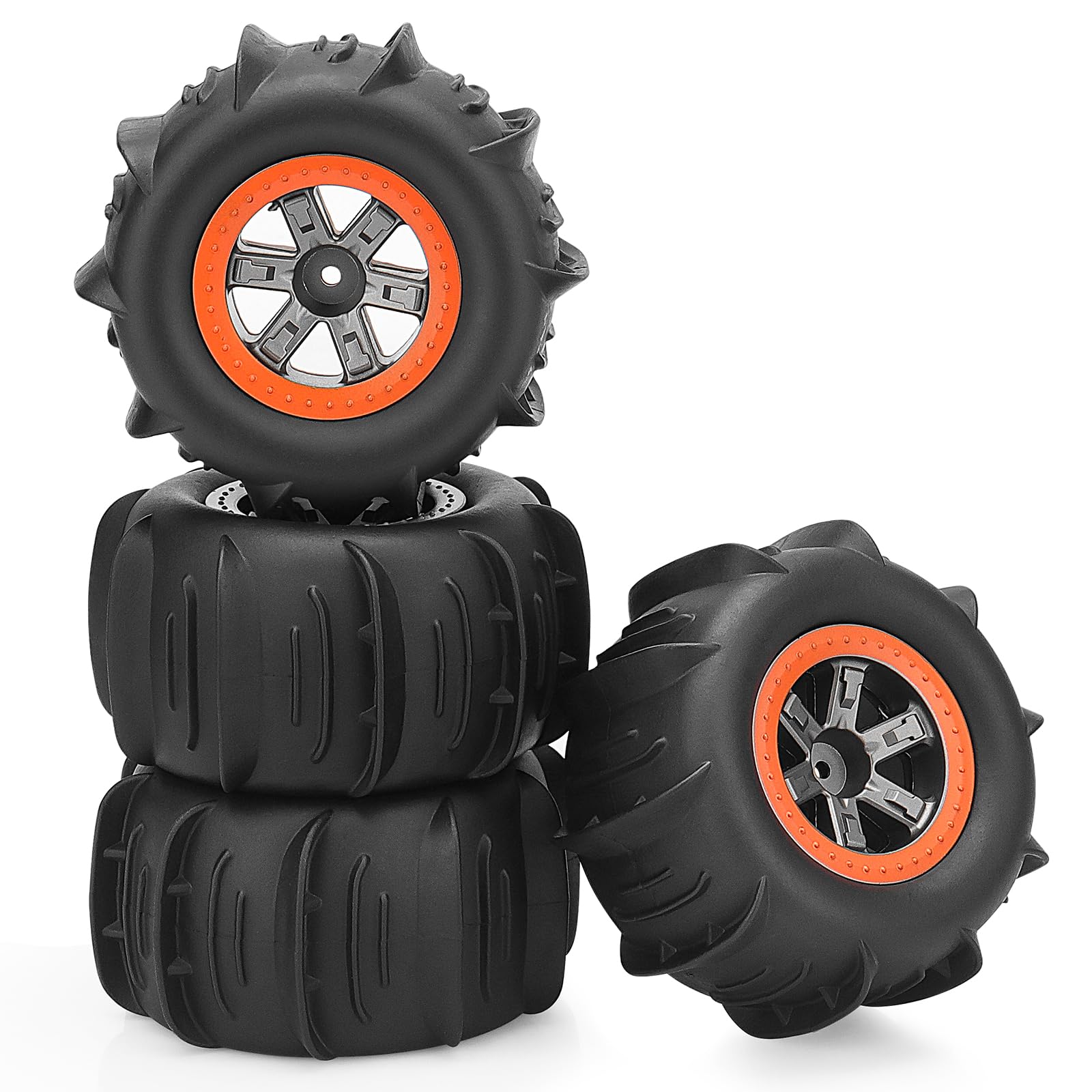 Photo 1 of 1/10 RC Paddle Tires Wheels, daitoku RC Truck Tires and Wheels for 9125 X07 X08 X17 9155 9156 9201E 9205E 9206E 200E 201E RZ001G-A 104009