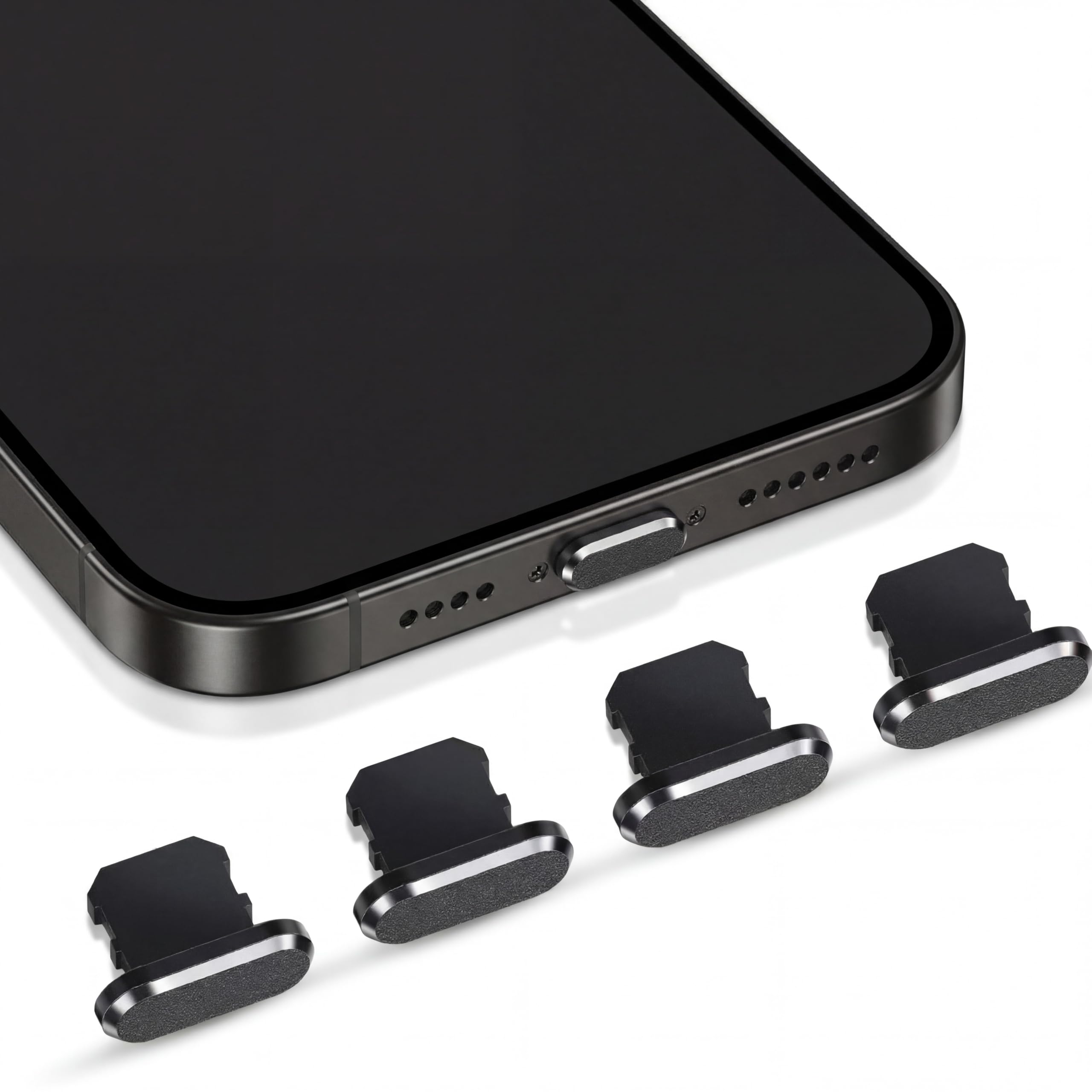 Weewooday 4 Pieces Anti Dust Plugs Compatible with iPhone 11, 12, 13, 14, Pro, Max/x/xs/xr, 7, 8 Plus, iPad Mini/Air, Protects Charging Dust Cover(Black)