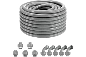 VEVOR 3/4-Inch Flexible Electrical Conduit, 100 ft, PVC Liquid-Tight Conduit Non-Metallic with 5 Straight and 5 90-Degree Con