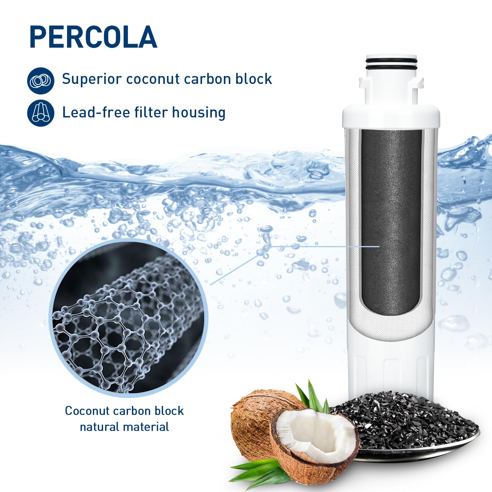 MIWF6200 Water Filter, Compatible with Sharp® SJWF200, SJG2254FS, Thor Kitchen® WF200, Zline® MIWFT2100, Midea® MRS26D5AST, MF-2008-R2, Zline® RFM-W-36 Refrigerator Models (white, 2 Pack)