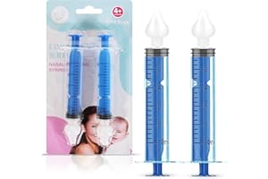 Bluet B - Baby Nasal Syringe (2-Pack) - Safe Silicone Nasal Aspirator for Newborn - Infant Mucus Removal - 10ml Nose Cleaner Syringe for Baby - Toddler Congestion Relief - Reusable Tips - Blue