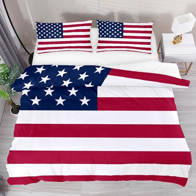 Bettwäscheset mit amerikanischer Flagge, 3-teiliges King-Size