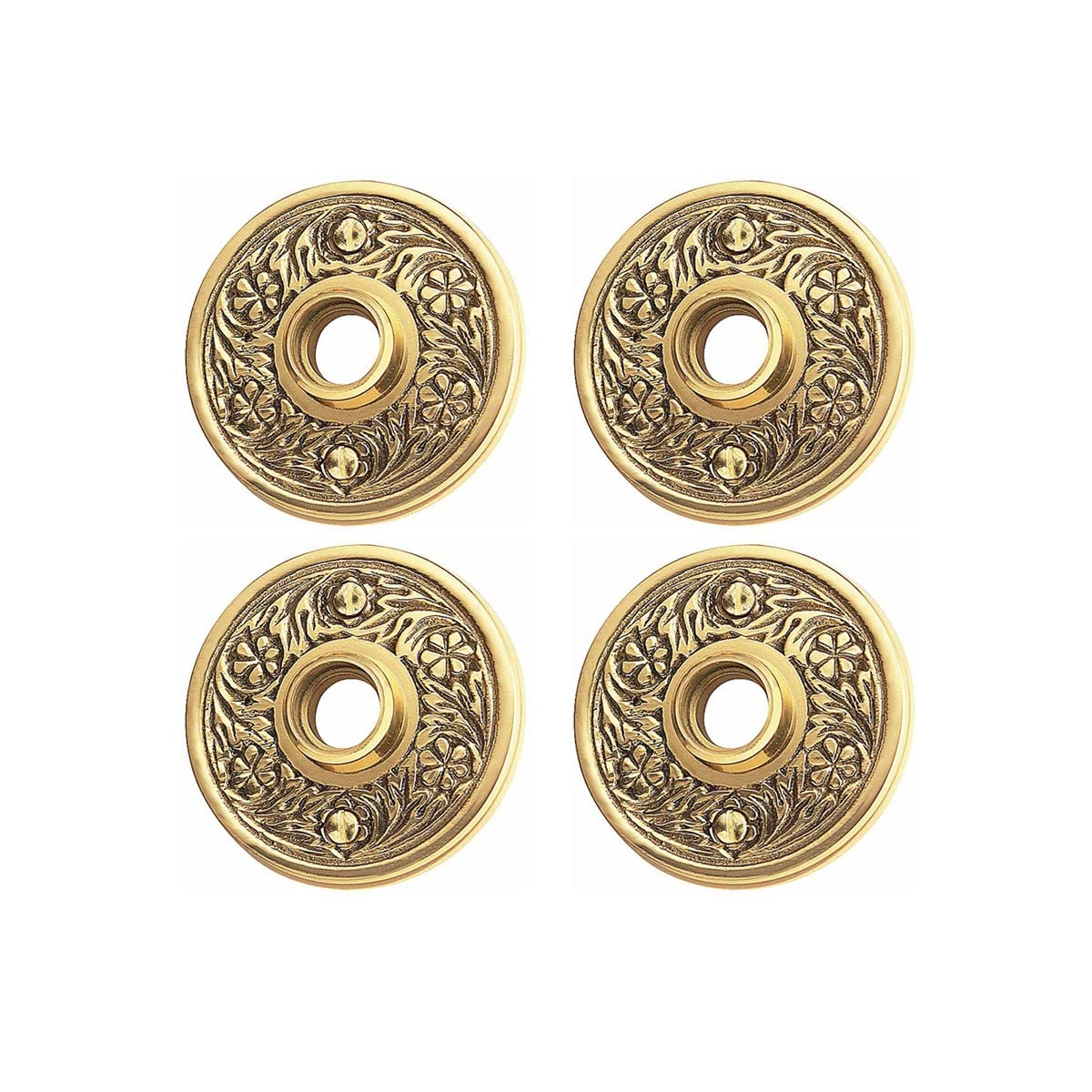 Photo 1 of Renovators Supply Manufacturing Pair of Victorian Rosette Antique Brass Cabinet Door Knob Rosette 2.5" Dia. Round Decorative Knob Escutcheon Back Plate Tarnish Resistant Rose Covers Pack of 2