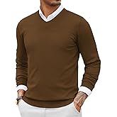 COOFANDY Men Casual V Neck Sweater Ribbed Knit Slim Fit Long Sleeve Pullover Top