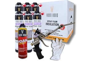Vega Bond SF001 6-Packs with Gun and Cleaner, Premium Single Component, Self Expanding, Purplecoat Closed Cell Insulation Spray Foam, Acoustic Spray (120 Board Feet Coverage)
