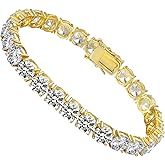 LGYIC Tennis Bracelet for Women|5MM Simulate Diamond Bracelets|4-Prong-Setting CZ|18k Yellow Gold Plated