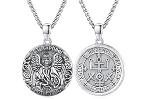 XIXLES 925 Sterling Silver Patron Saint Medal Protection Pendant Necklace Religion Jewelry for Men Women With 316L Stainless Steel Chain and Gifts Box