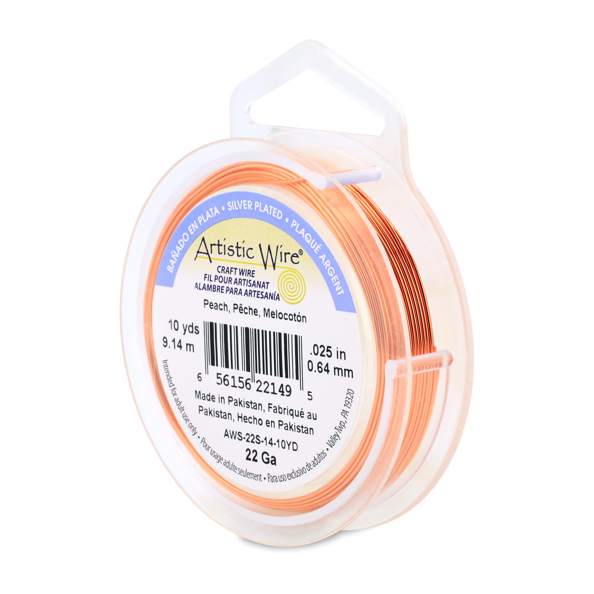 Beadalon 10-Yards Artistic 22-Gauge Silver Plated Wire, Peach
