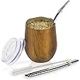 Numola Mate Cup Bombilla Set, Yerba Mate Gourd with Yerba Mate Tea Straw and Cleaning Brush, Original Traditional Mate Cup - 12 Ounces, Stainless Steel Complete Yerba Mate Set Kit