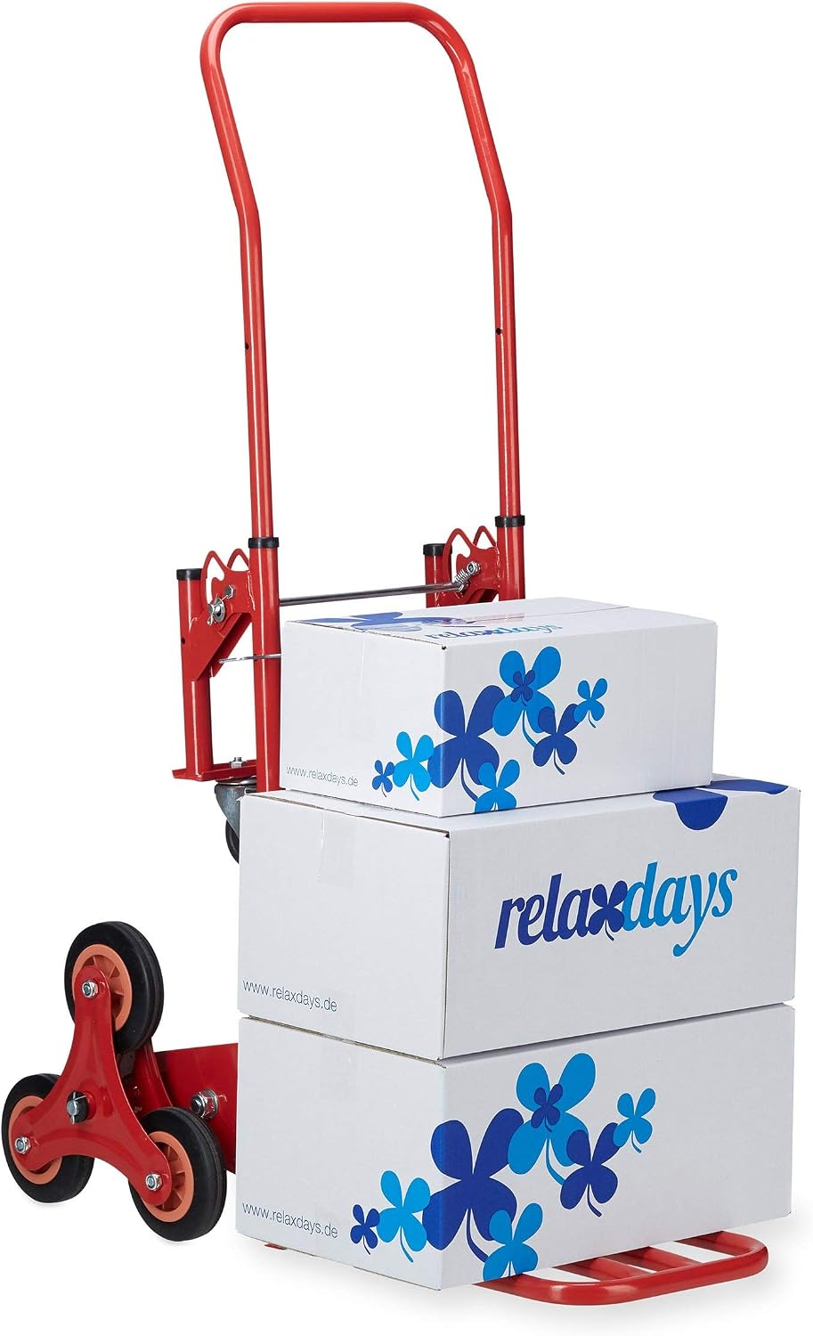 Relaxdays hand truck for up to 50 kg / 150 kg, multi-functional transport cart, 2in1, red, Standard