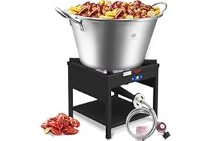 ARC ADVANCED ROYAL CHAMPION ARC 69QT Mexican Cazo Para Carnitas Set, 200,000BTU Propane Burner, Stainless Steel 25" Heavy Duty Outdoor Wok, Great for Carnitas, Braising, Seafood Boiling, Inoxidable Wok comal Fry