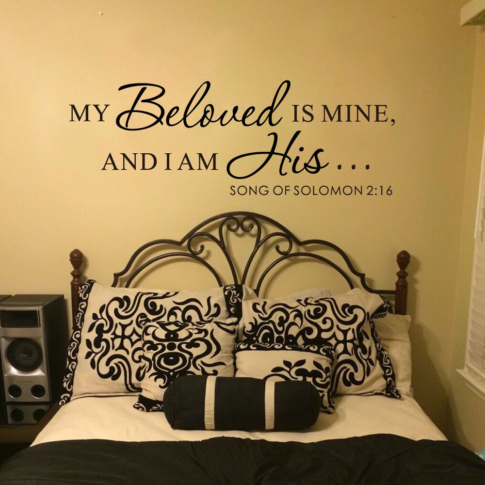 Mairgwall Romantic Love Wall Decal Sticker Decor Removable Bedroom Wall Quotes Religious Bible Words Art My Beloved Is Mine And I Am His Song Of