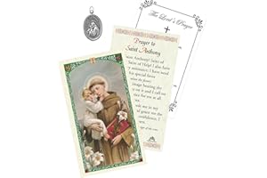 TRENDZEEN St Anthony Pendant - Laminated Saint Anthony Prayer Card, The Lord's Prayer - 1 Inch St Anthony Medal - St Anthony of Padua Medal, Catholic Cards - Patron Saint of Lost Things Themed Set - 3 Items