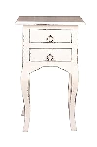 Sunset Trading CC-TAB1793LD-AW Shabby Chic Cottage Table, One Drawer, Antique White