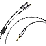 Long Headsets Splitter Adapter (4ft/1.2m) 3-Pole TRS Micprhone & Audio Female to Single 4-Pole TRRS Male Jack Stereo Audio / 