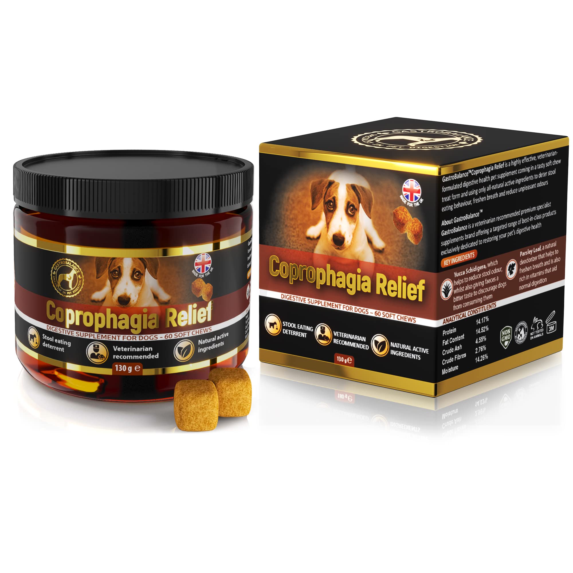 GastroBalance dog coprophagia relief – 100% natural ingredients coprophagia deterrent for dogs – 60 coprophagia soft chews to stop stool eating (Bacon)