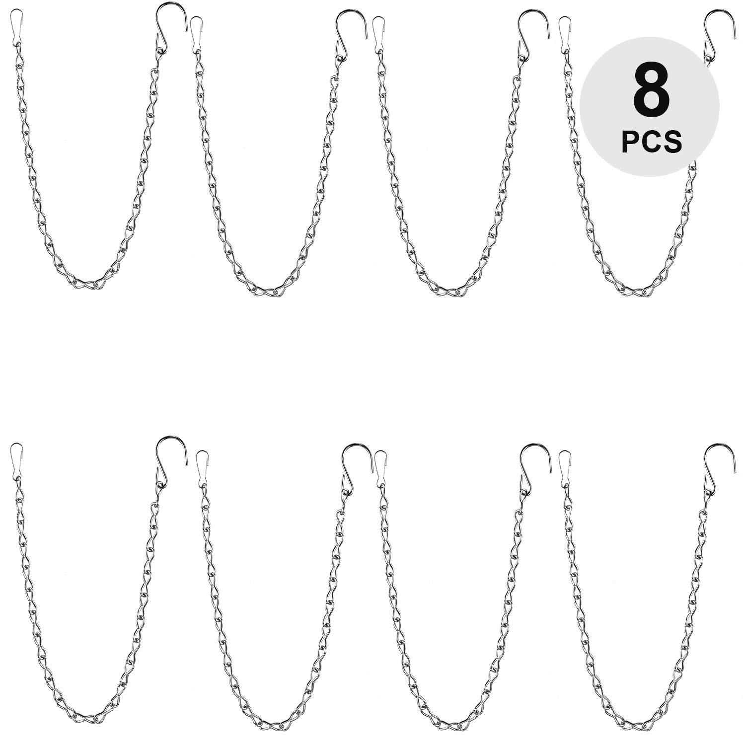 EBOOT 8 Pack 19.7 Inches Hanging Chains for Bird Feeders, Billboards, Chalkboards, Planters and Decorative Ornaments (Silver, 19.7 Inch)