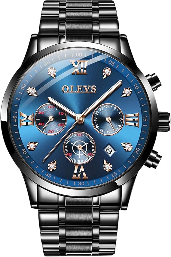 Amazon Co Jp Rorios腕時計メンズ アナログクォーツウォッチ 多機能ストップウォッチ 日付表示 夜光機能 クロノグラフ 男性腕時計 ビジネスウォッチ ステンレス鋼バンド 腕時計