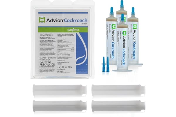 Advion Cockroach Gel Bait, 4 Tubes x 30-Grams, 4 Plunger and 4 Tips, German Roach Insect Pest Control, Indoor and Outdoor Use, Roach Killer Gel for American, German and Other Major Cockroach Species