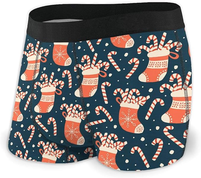 Candy Cane in Stocking Men's Boxer Briefs Underwear Soft Performance Underpants