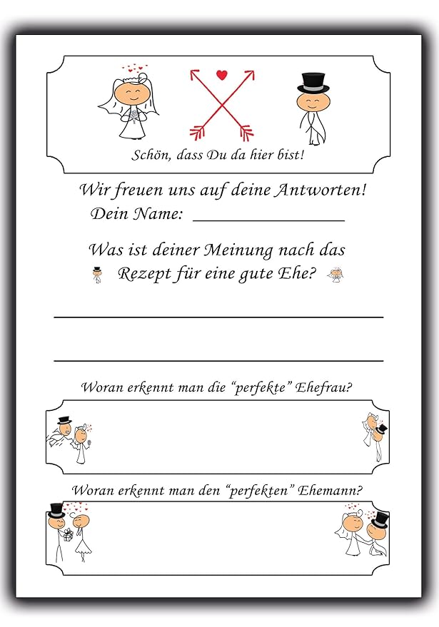 Hochzeitsspiel24 Fun Wedding Game 52 Postcard Schon Dass Du Da Bist Questions And Instructions For Guests And Bride And Groom Amazon In Office Products